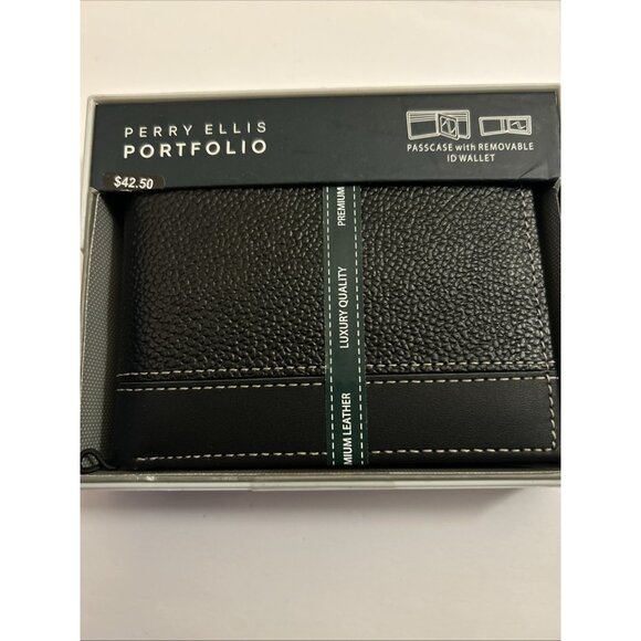 Perry Ellis Portfolio Black Bifold W/removable ID Wallet Sheridan Retails $42.50 - Picture 1 of 14